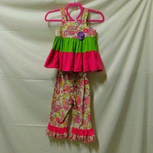 5/$30.00 Cheeky Banana 2 pc. crop pant & ruffle top set